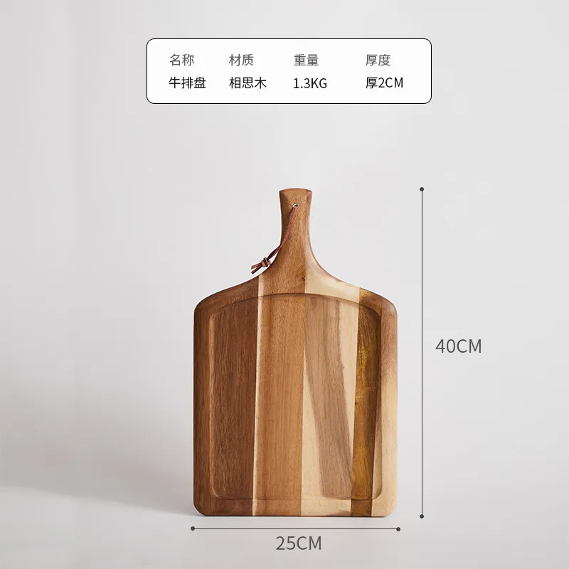 paleta natural con asa Bandeja para servir de tablero de madera de acacia con forma de