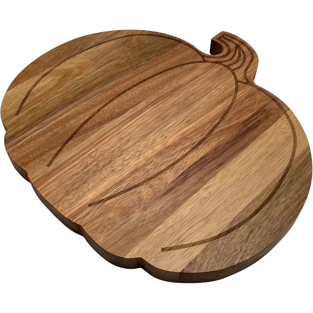 Tabla de cortar de madera de acacia con forma de calabaza, tabla para servir para cocina Tabla de cortar 
