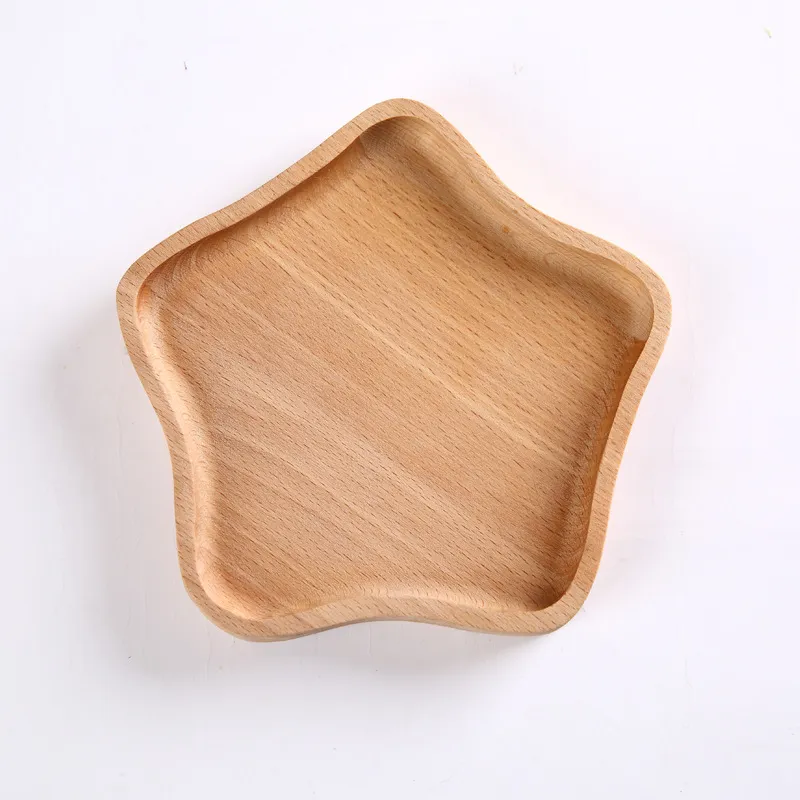 Plato de comida para beb&eacute;s de madera de haya con forma de estrella 