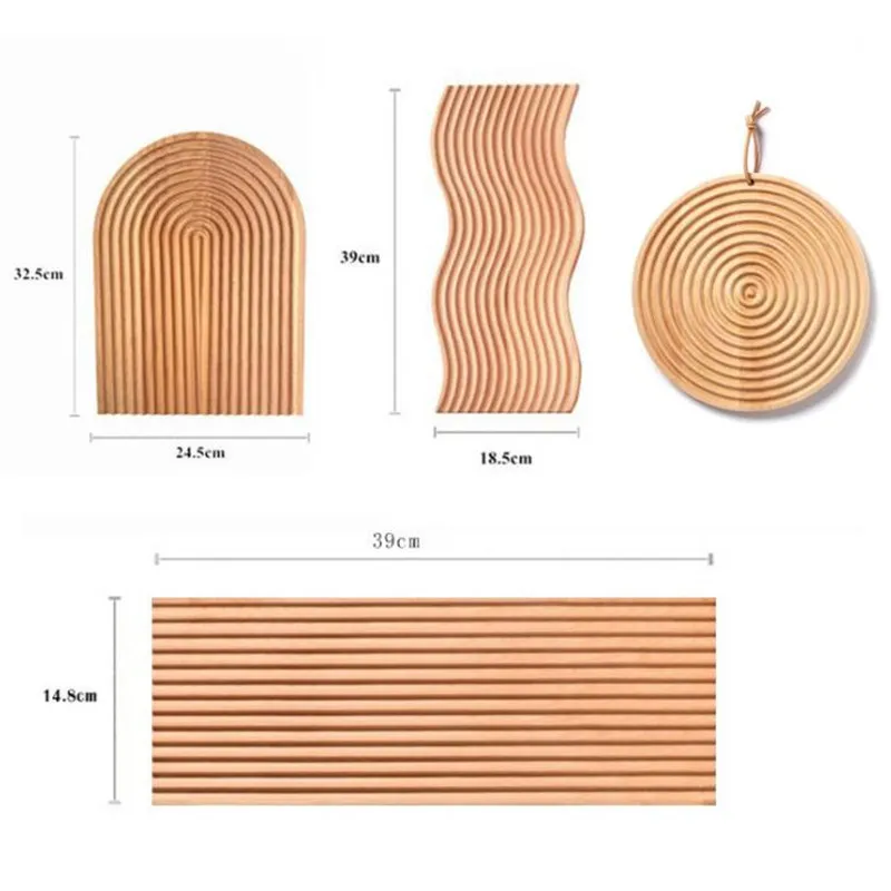Bandeja para servir de madera de haya con dise&ntilde;o ondulado, tabla para cortar pan 