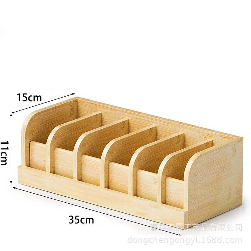 Caja organizadora de cintur&oacute;n de bamb&uacute; natural de 6 rejillas para armario y caj&oacute;n 