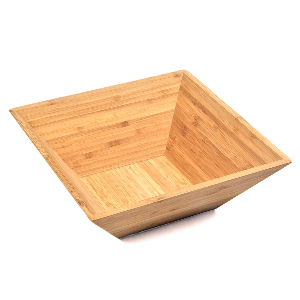 Cuencos cuadrados de bamb&uacute; para servir ensalada y fruta 