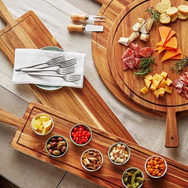 Tabla de servir de madera con forma de paleta larga Tabla de charcuter&iacute;a para eventos 