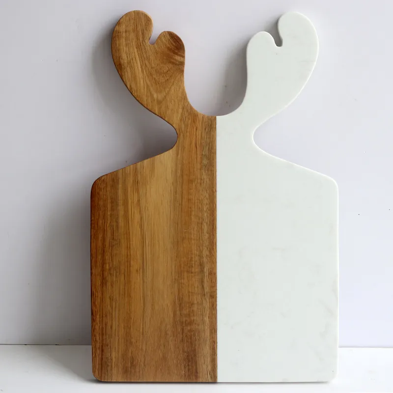 Tablero de presentaci&oacute;n de queso de madera y m&aacute;rmol decorativo