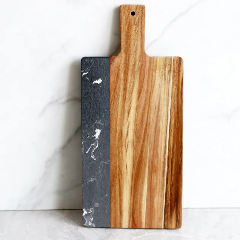 Tablero de servicio de madera de m&aacute;rmol negro de moda para hogares contempor&aacute;neos 