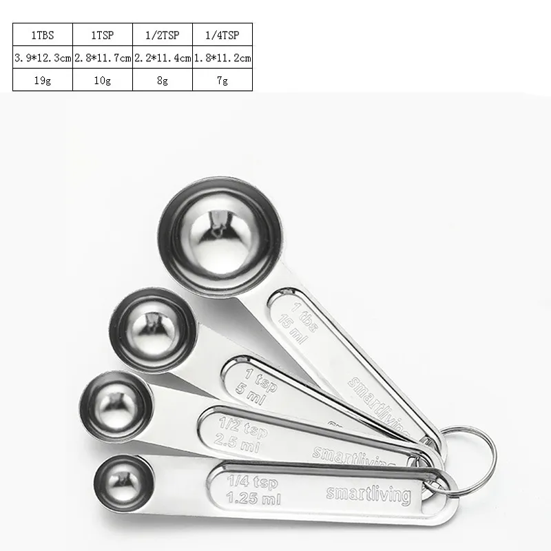 Juegos de cucharas medidoras de acero inoxidable multicolores para ingredientes l&iacute;quidos y secos en polvo 