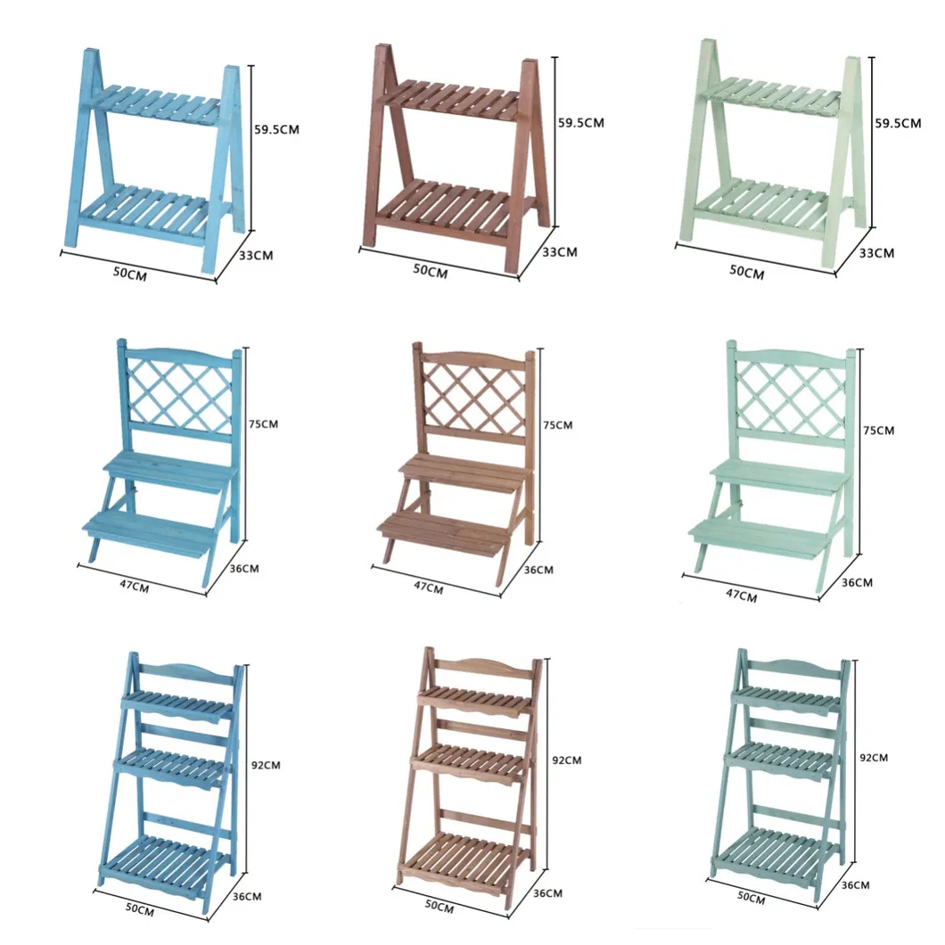 Estante de almacenamiento plegable de cinco capas tipo escalón Estante de flores de madera maciza para plantas suculentas