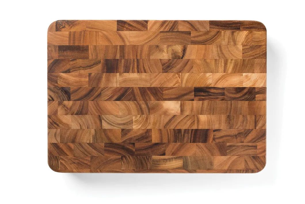 Bloque de carnicero de madera de acacia de grano de extremo grueso con forma de rect&aacute;ngulo, 