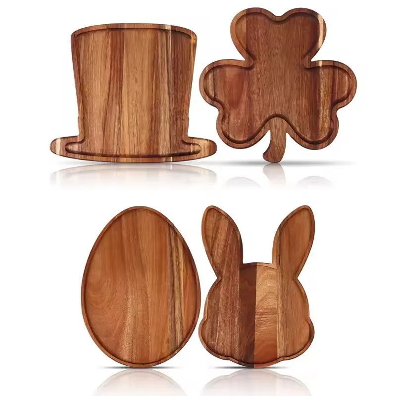 Bandeja r&uacute;stica de meriendas de madera de acacia para reuniones de Halloween