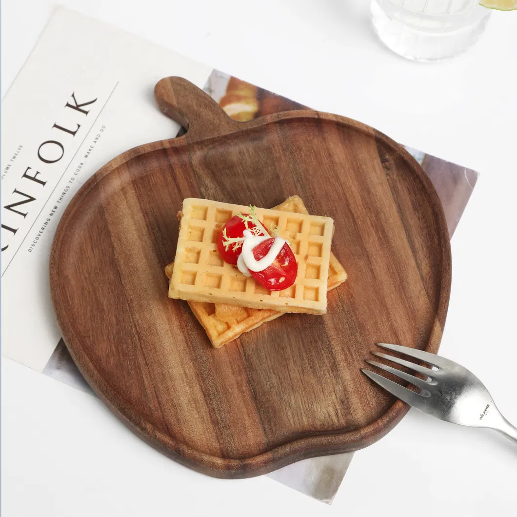 Placas de porci&oacute;n aisladas resistentes al calor de la bandeja de la cocina de madera de acacia Placas de porci&oacute;n 