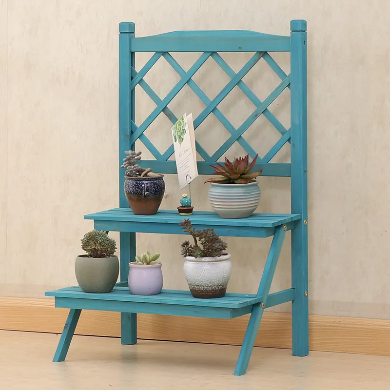 Soporte para plantas escalonado Soporte para plantas vintage Soporte para macetas de madera para jard&iacute;n Soporte para 