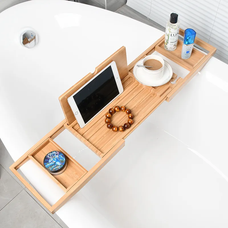 Estante extensible para ba&ntilde;era Bandeja para ba&ntilde;era Estante para ba&ntilde;era de bamb&uacute; Estante 