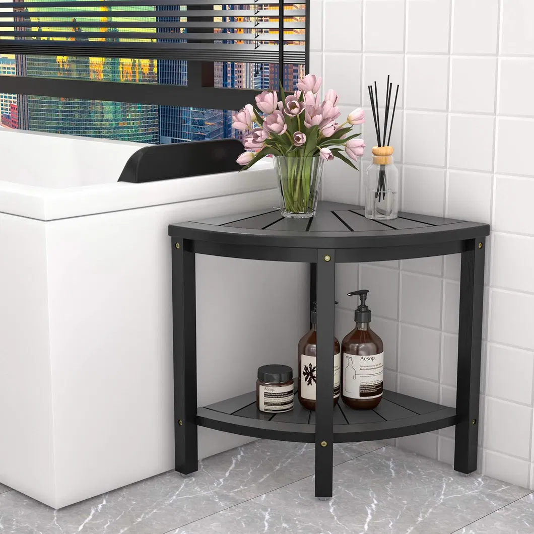 de bamb&uacute; de color negro de lujo, taburete de almacenamiento para ba&ntilde;o Taburete de 