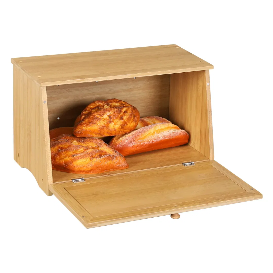Caja de pan de bamb&uacute;, caja organizadora de almacenamiento de alimentos para encimera 