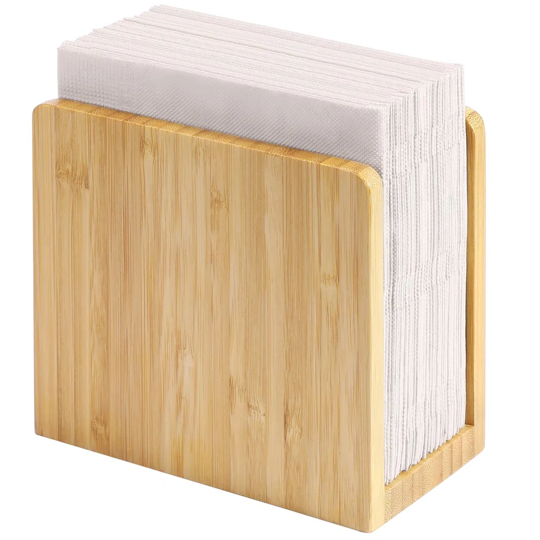 Dispensador de pa&ntilde;uelos de mesa de bamb&uacute; independiente para cocina/comedor/restaurante/hotel 