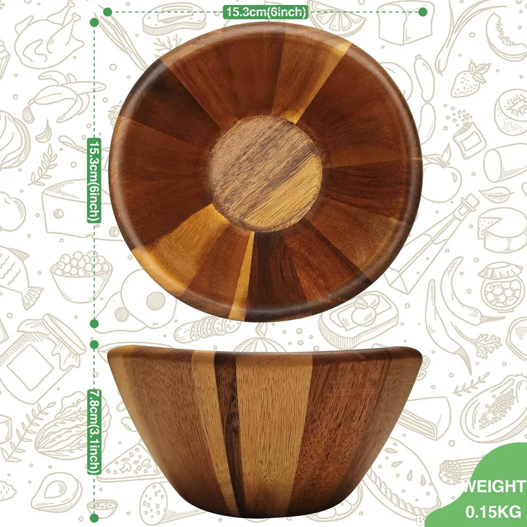 Venta al por mayor Frutero de Ensaladera de Madera de Acacia de Tamaño Mediano Al por mayor