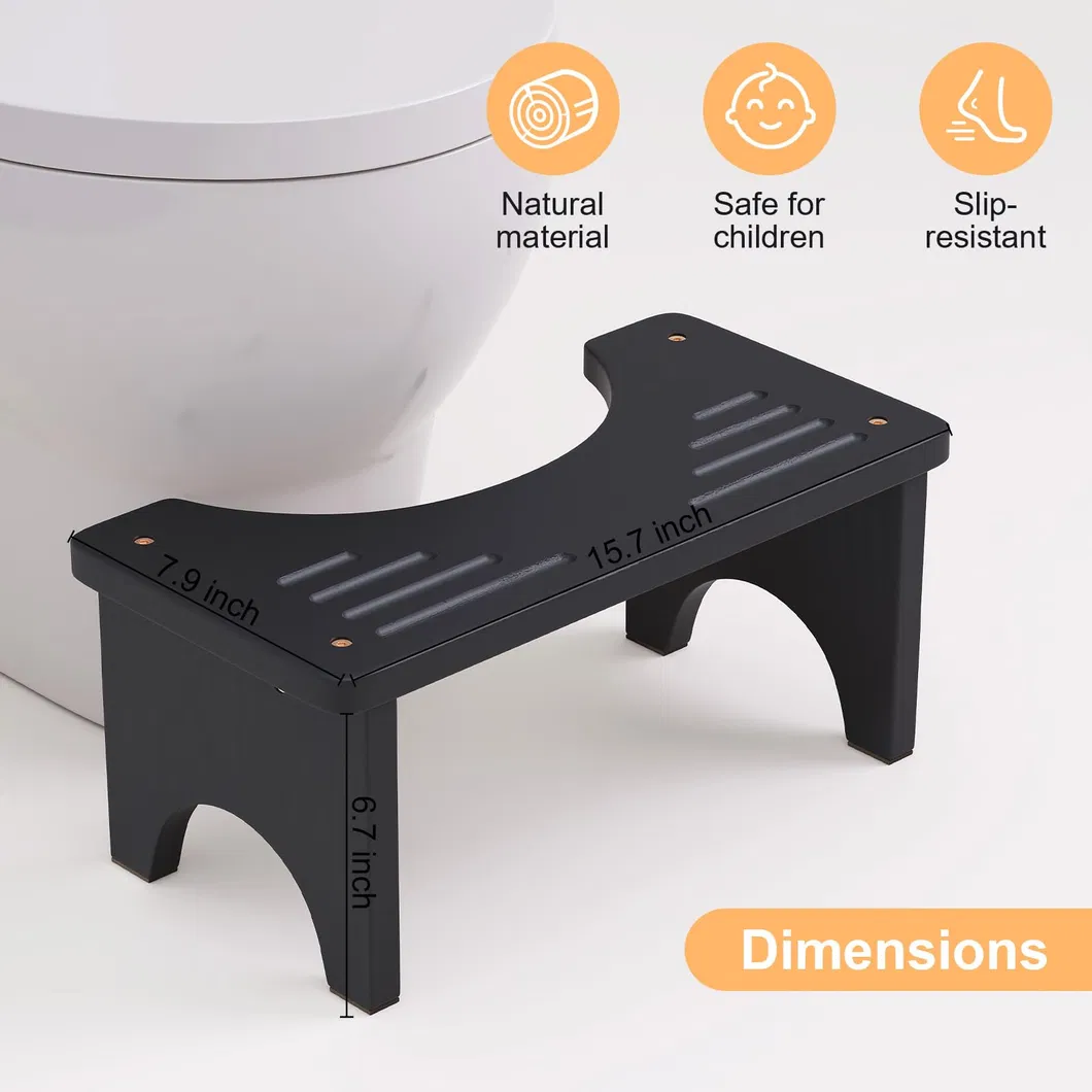 Altura duradera de color negro - Taburete para inodoro de bamb&uacute; que aumenta
