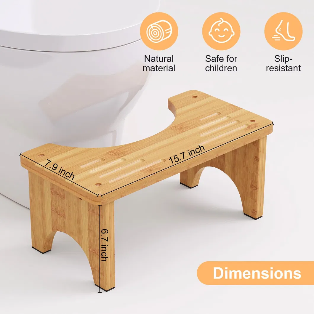 Taburete de inodoro de bamb&uacute; natural antideslizante para adultos y ni&ntilde;os