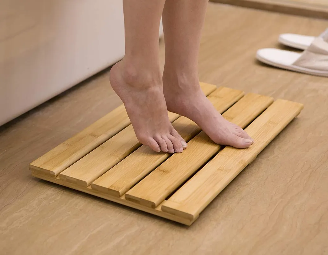 de ducha de bambú Nautural Alfombra de suelo