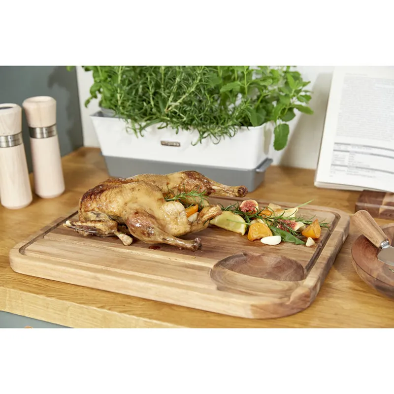 extra grande de madera de acacia para cortar y servir carne, con ranura para jugo Tabla para cortar y servir 