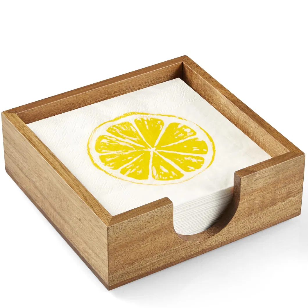 Servilletero de madera de acacia para decoraci&oacute;n de mesa de cena de cocina 