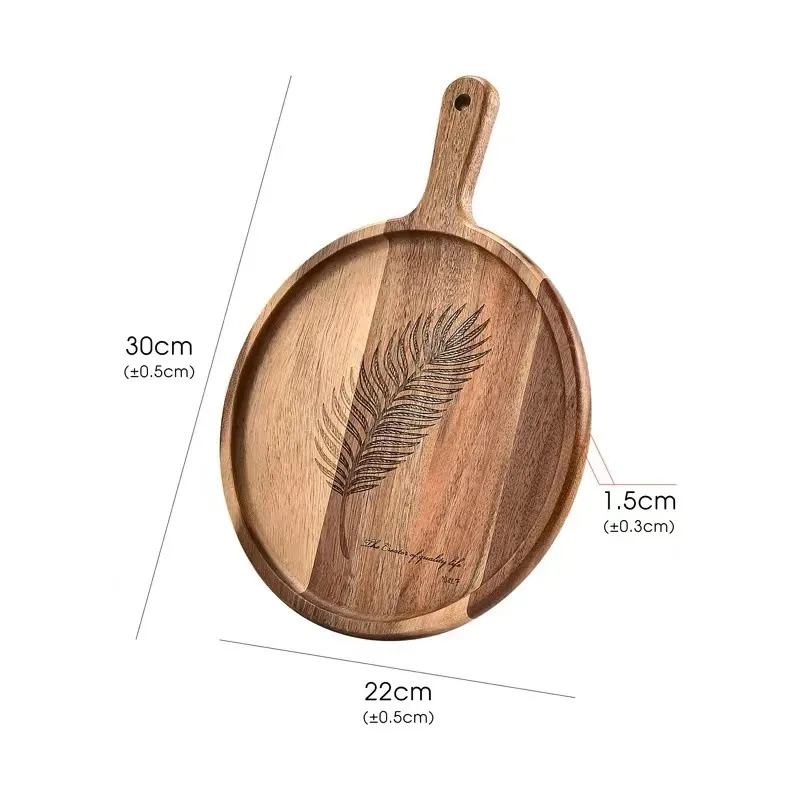 redonda vendedora caliente de la porci&oacute;n de madera de acacia con manija