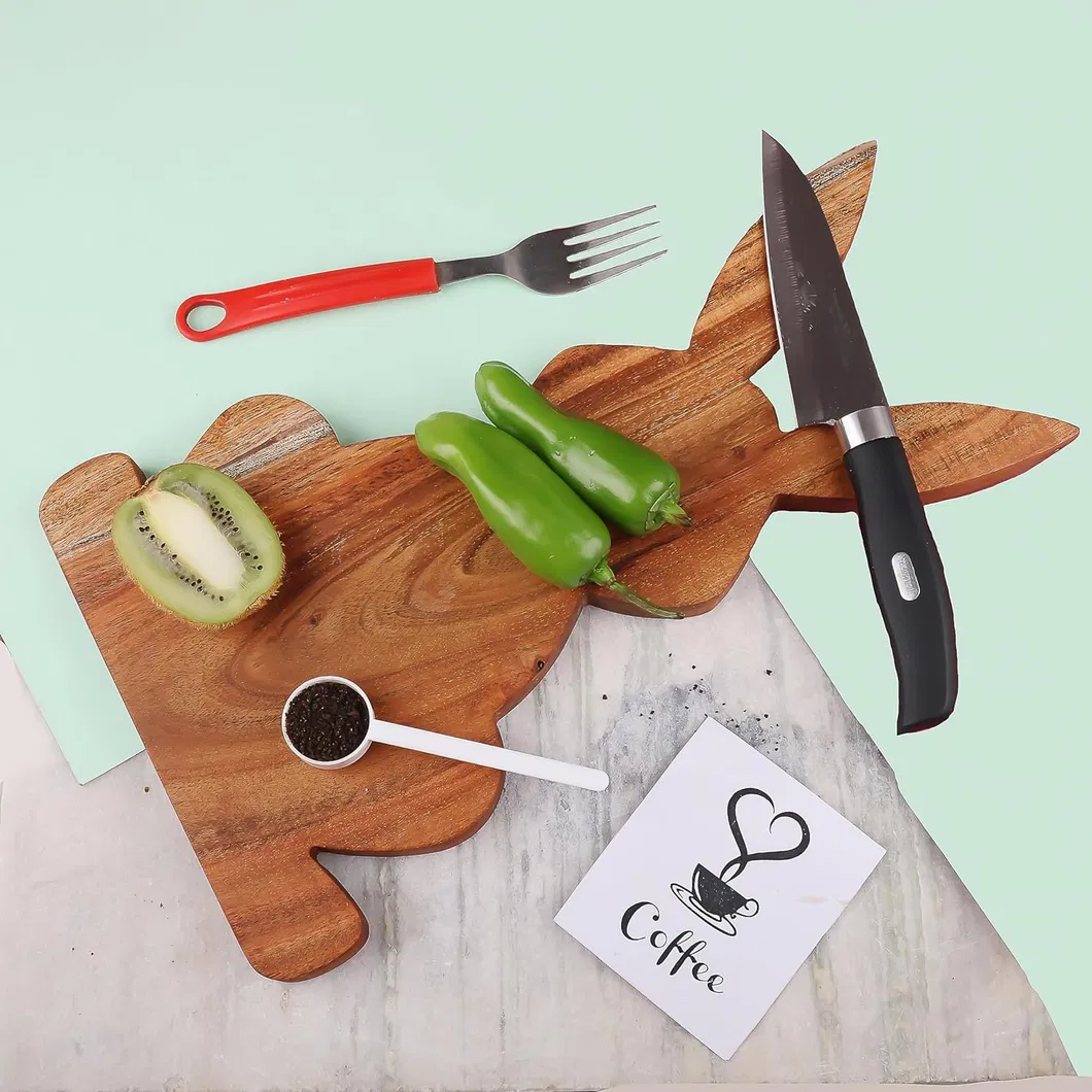 Tabla de cortar para queso de madera de acacia con forma de conejito, para regalo Tabla de cortar 