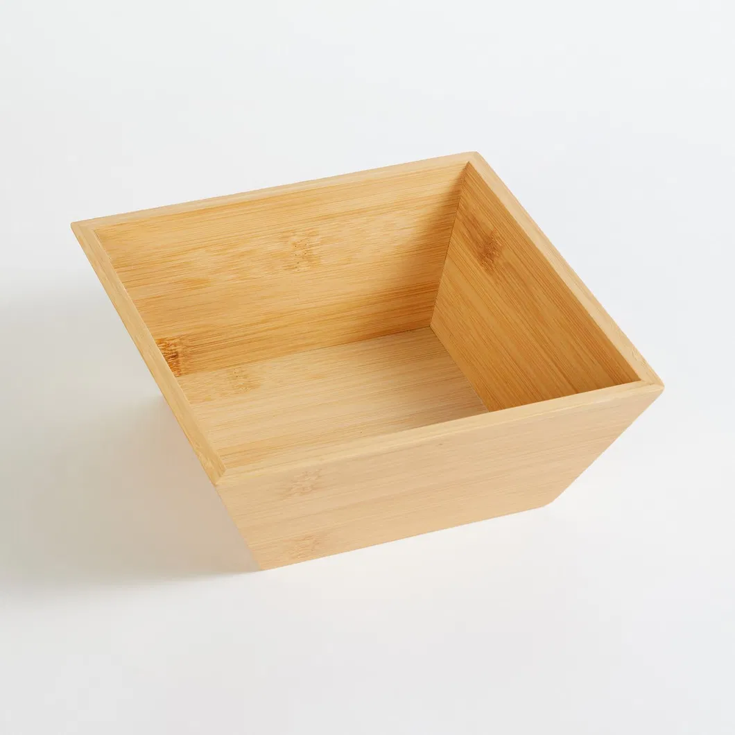 Ensaladera de bambú de forma cuadrada, cuenco para servir para cocina