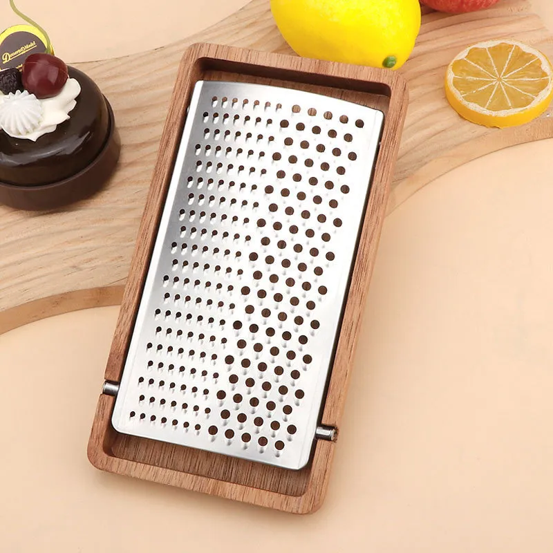 New Removalbe Rallador de acero inoxidable con caja base de madera para queso/lim&oacute;n 