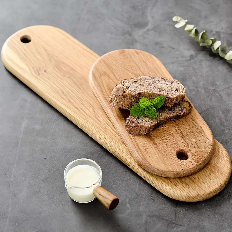 Tabla de cortar de madera de roble rectangular org&aacute;nica para cocina 