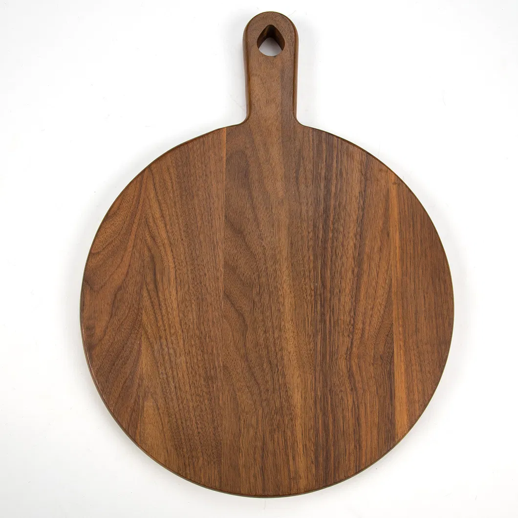 Tabla de cortar de madera redonda de nogal, tabla de cocina para 