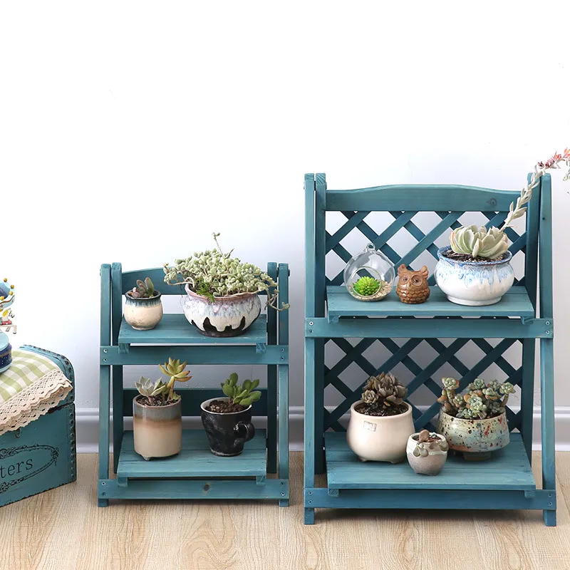 Escal&oacute;n plegable de madera maciza de varias capas, tipo estante para flores para sala de estar y balc&oacute;n 