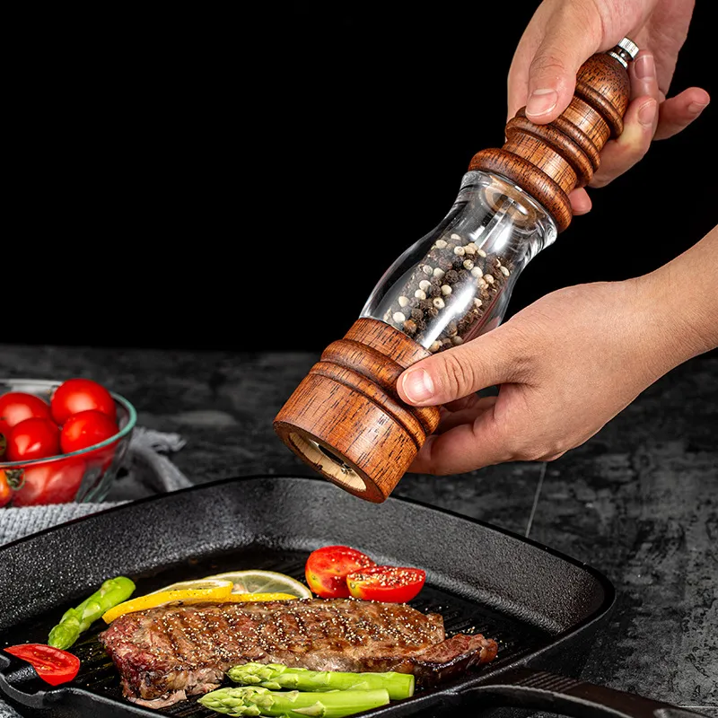 Faro - Molinillo de pimienta manual de madera maciza, vers&aacute;til y con forma, para el hogar 