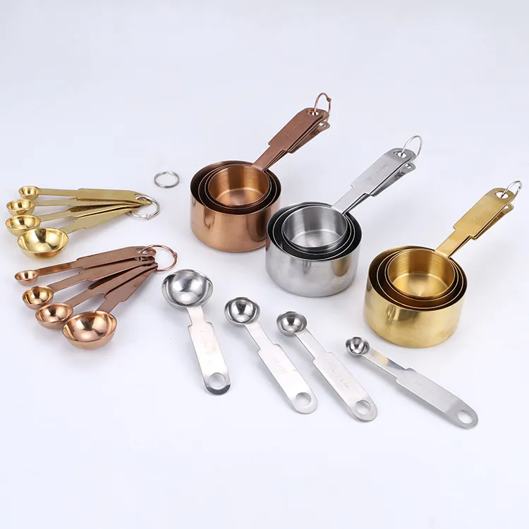 ingredientes l&iacute;quidos y secos en polvo Juegos de cucharas medidoras de acero inoxidable multicolores para ingredientes l&iacute;quidos y secos en polvo