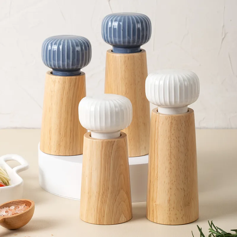 Molinillo de pimienta n&oacute;rdico dan&eacute;s de cer&aacute;mica y madera de haya, botella para moler sal, molinillo de pimienta Molinillo de pimienta 
