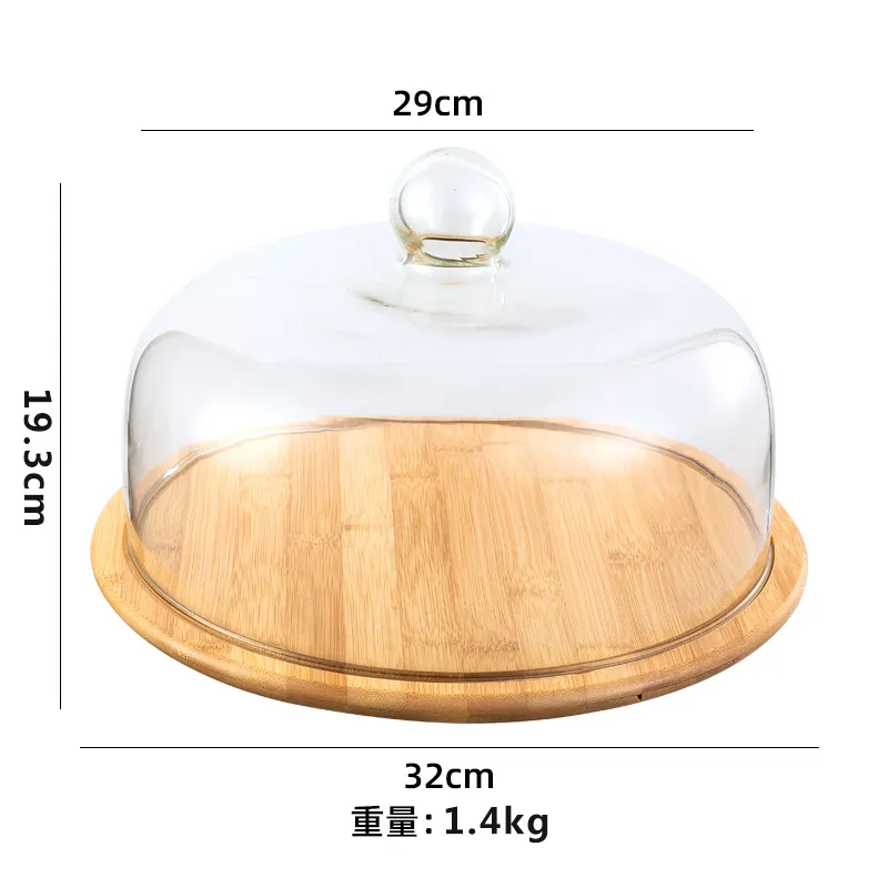 Soporte para pasteles redondo de bambú con tapa para uso doméstico vintage Bulkbuy Soporte para