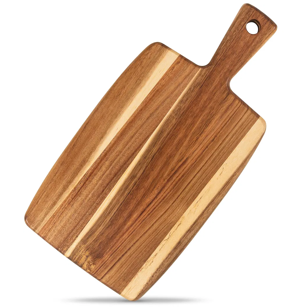 Tabla de queso de madera de acacia con forma de paleta, tabla para servir con mango 