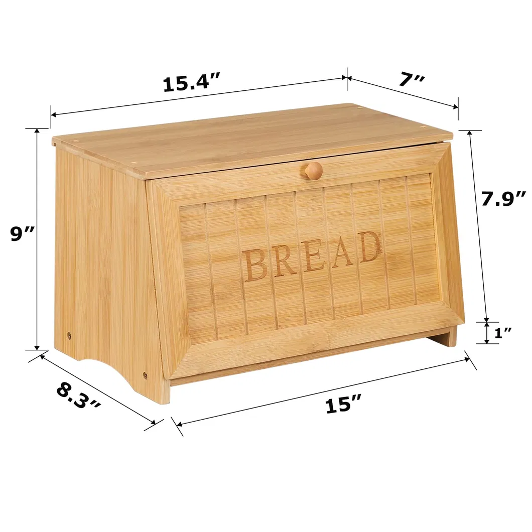 Caja de pan de bamb&uacute;, caja organizadora de almacenamiento de alimentos para encimera
