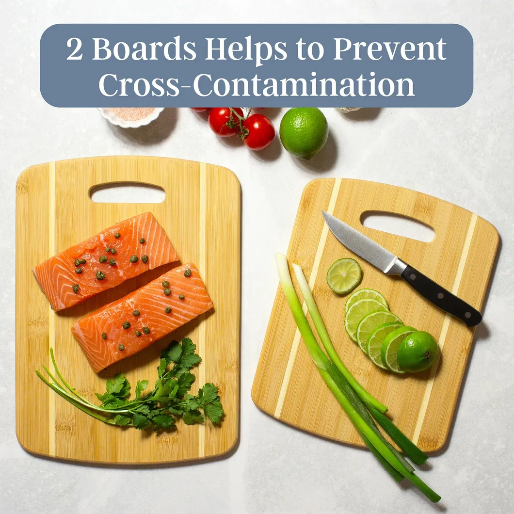 Juego de tablas de cortar de bambú premium de 2 piezas para entusiastas culinarios