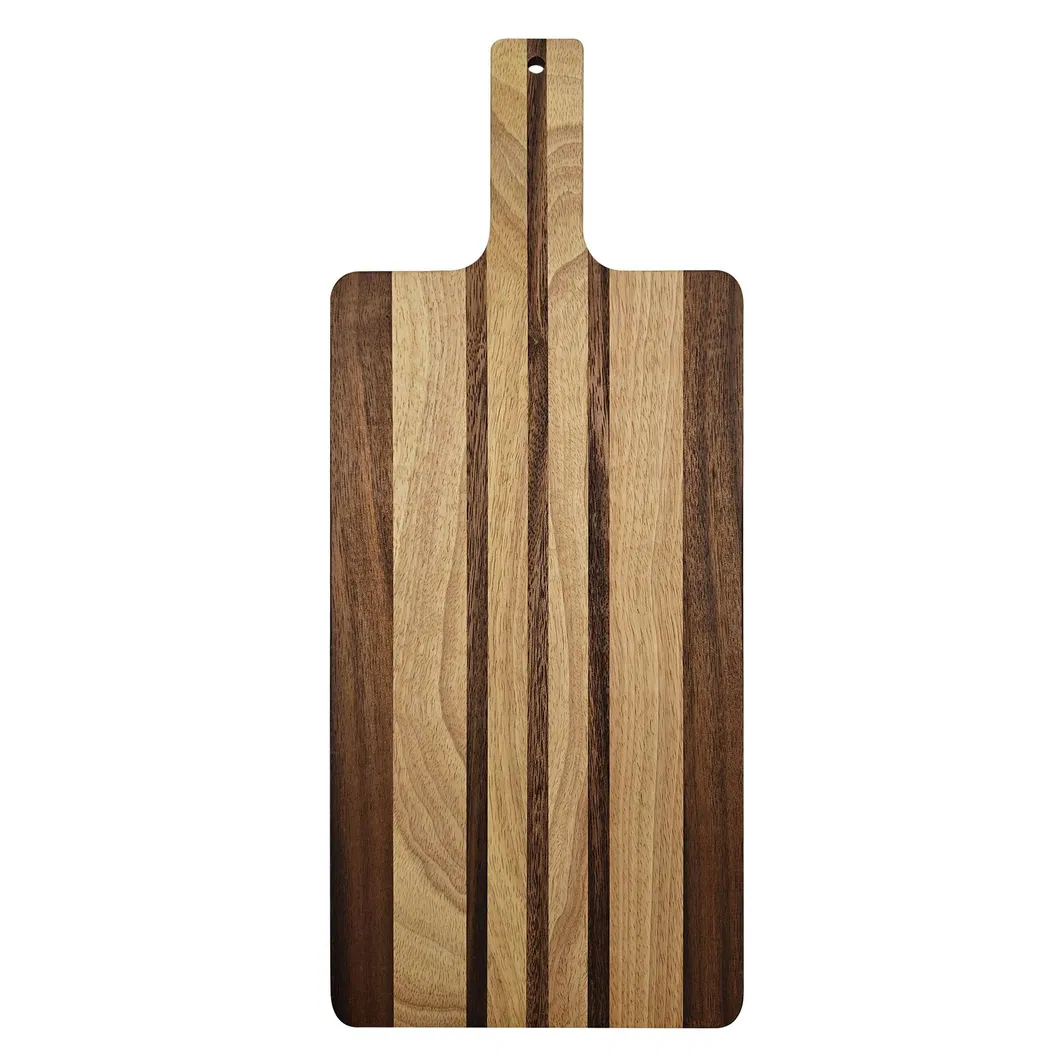 Tabla de servicio de grano de madera de acacia con forma de paleta premium