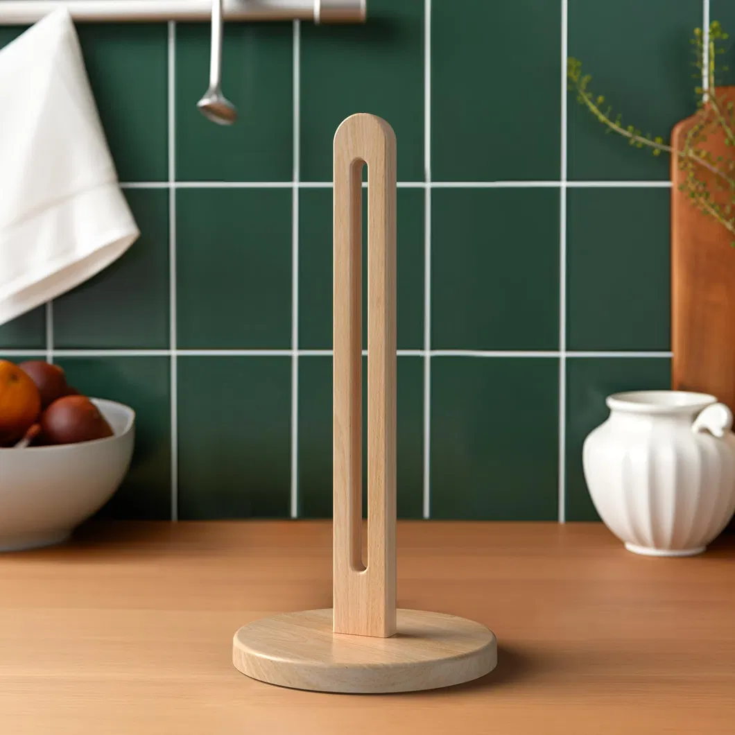 Soporte para dispensador de toallas de papel de madera de haya maciza con base antideslizante 
