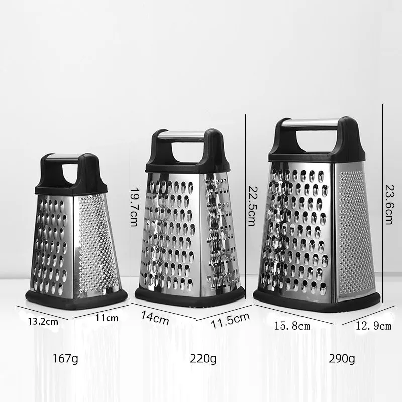 Herramienta de cocina de 4 lados de mano de acero inoxidable para queso, jengibre, patatas, trituradora de alimentos, rallador de queso Herramienta 