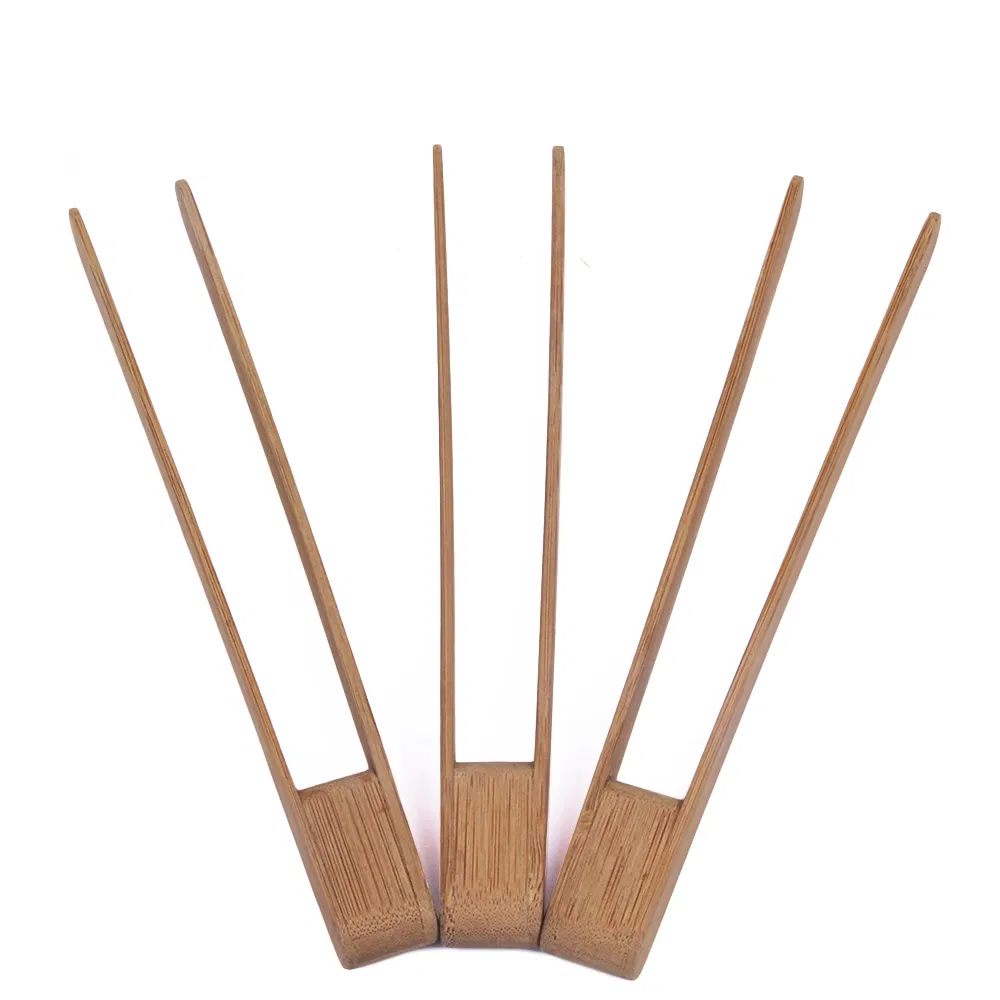 Juego de pinzas para tostadas de bamb&uacute; para cocinar en la cocina 