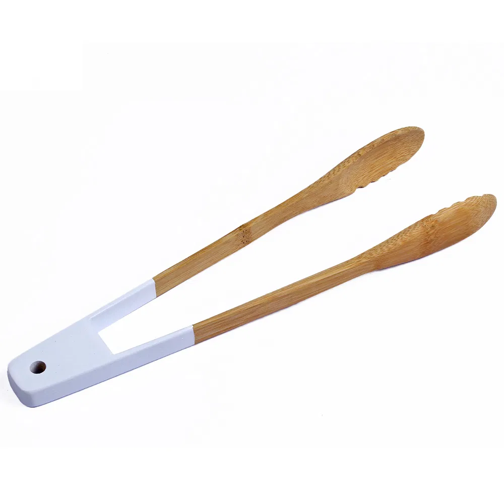 Pinzas de cocina largas de bambú con pintura de colores