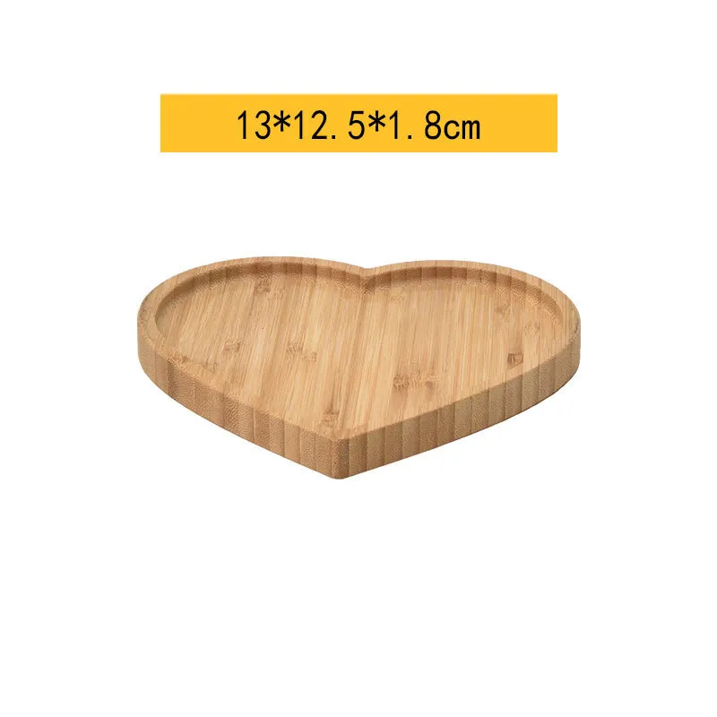 Bulkbuy Juego de platos de pan de bamb&uacute; con forma de coraz&oacute;n de diferentes tama&ntilde;os 