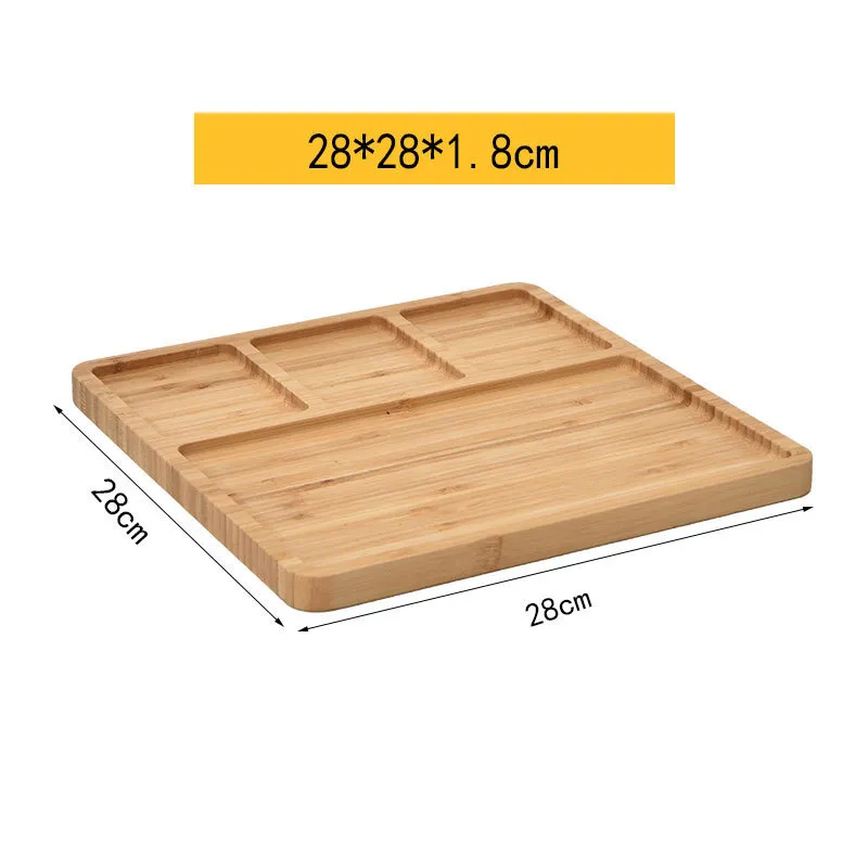 6 platos de comedor rectangulares divididos de bamb&uacute; para ni&ntilde;os 