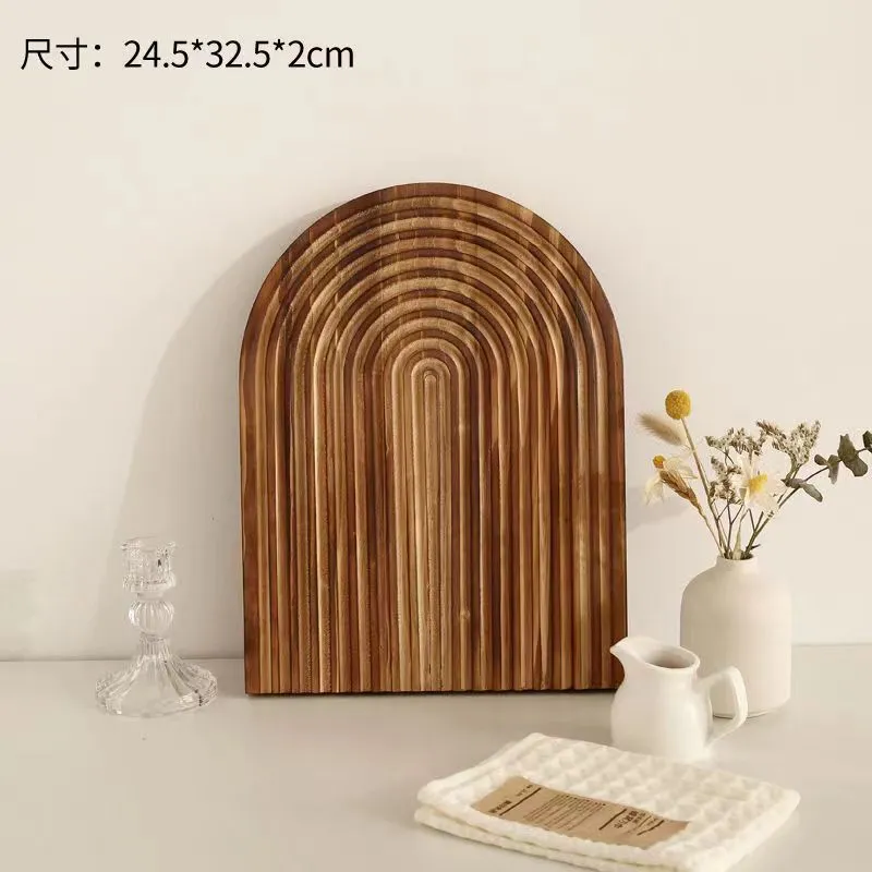 Bandeja decorativa de madera para servir tabla de cortar pan con ranura