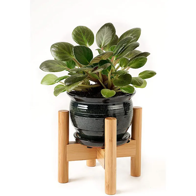 Soporte para plantas de interior de bambú ajustable de 8 - 12 pulgadas para sala de estar y balcón