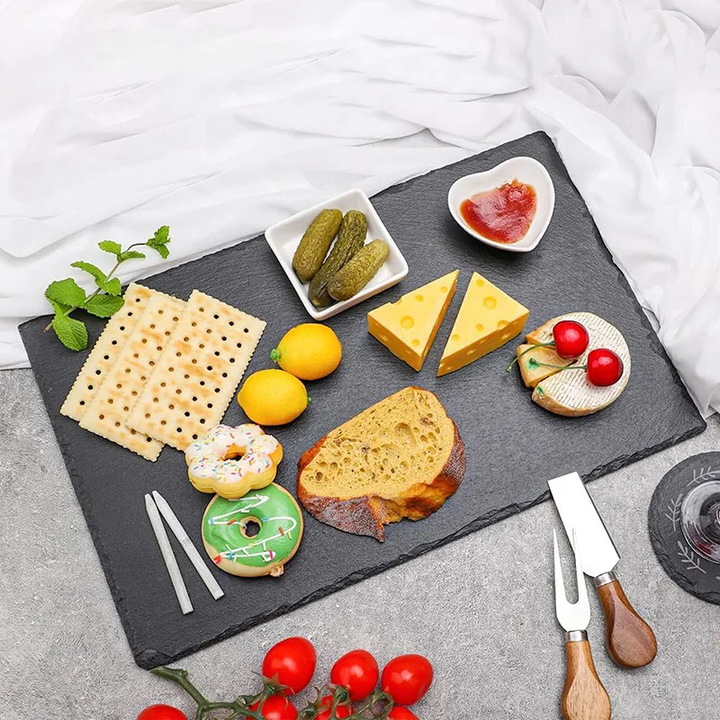 Fuente de queso de pizarra con forma de pi&ntilde;a para carne/fruta/sushi 
