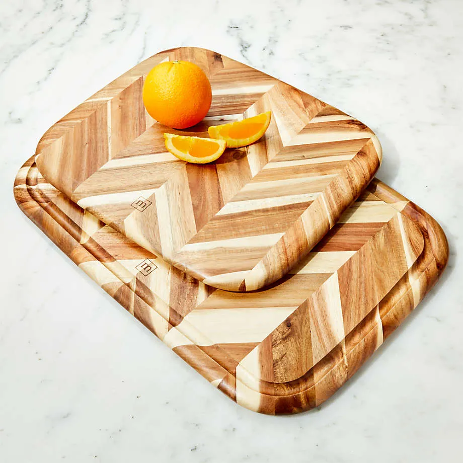Tabla de cortar de madera rectangular grande con patr&oacute;n de espiga para cocina 